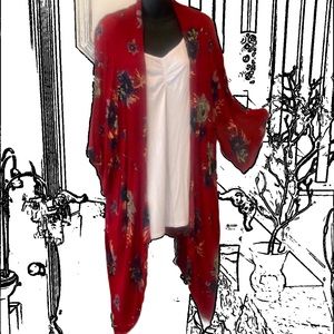 Patrons of Peace Gauze Kimono Deep Red 100 % Rayon